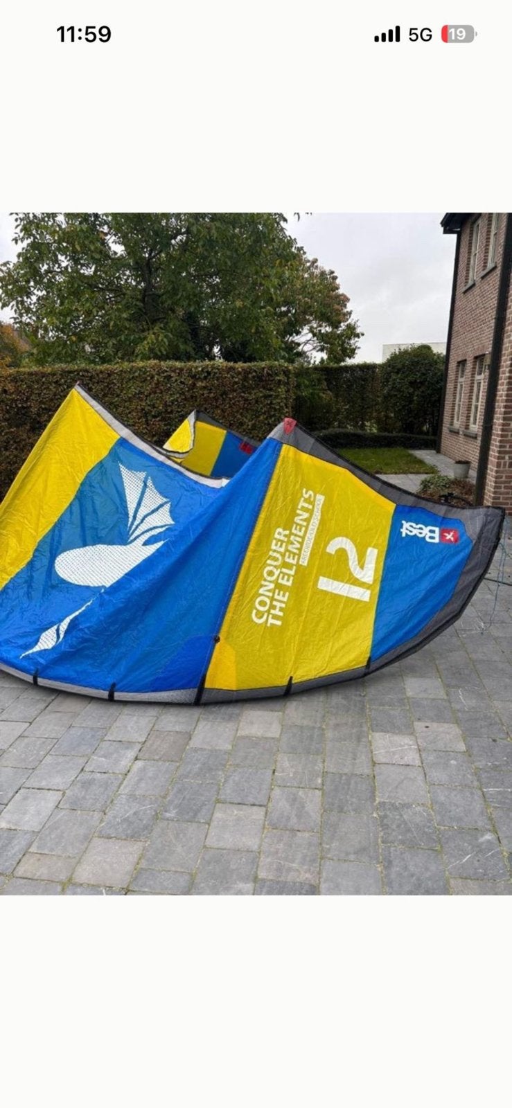 Kite Roca V2 - 12m met pomp en harnas, Watersport en Boten, Ophalen of Verzenden, Zo goed als nieuw, Kite