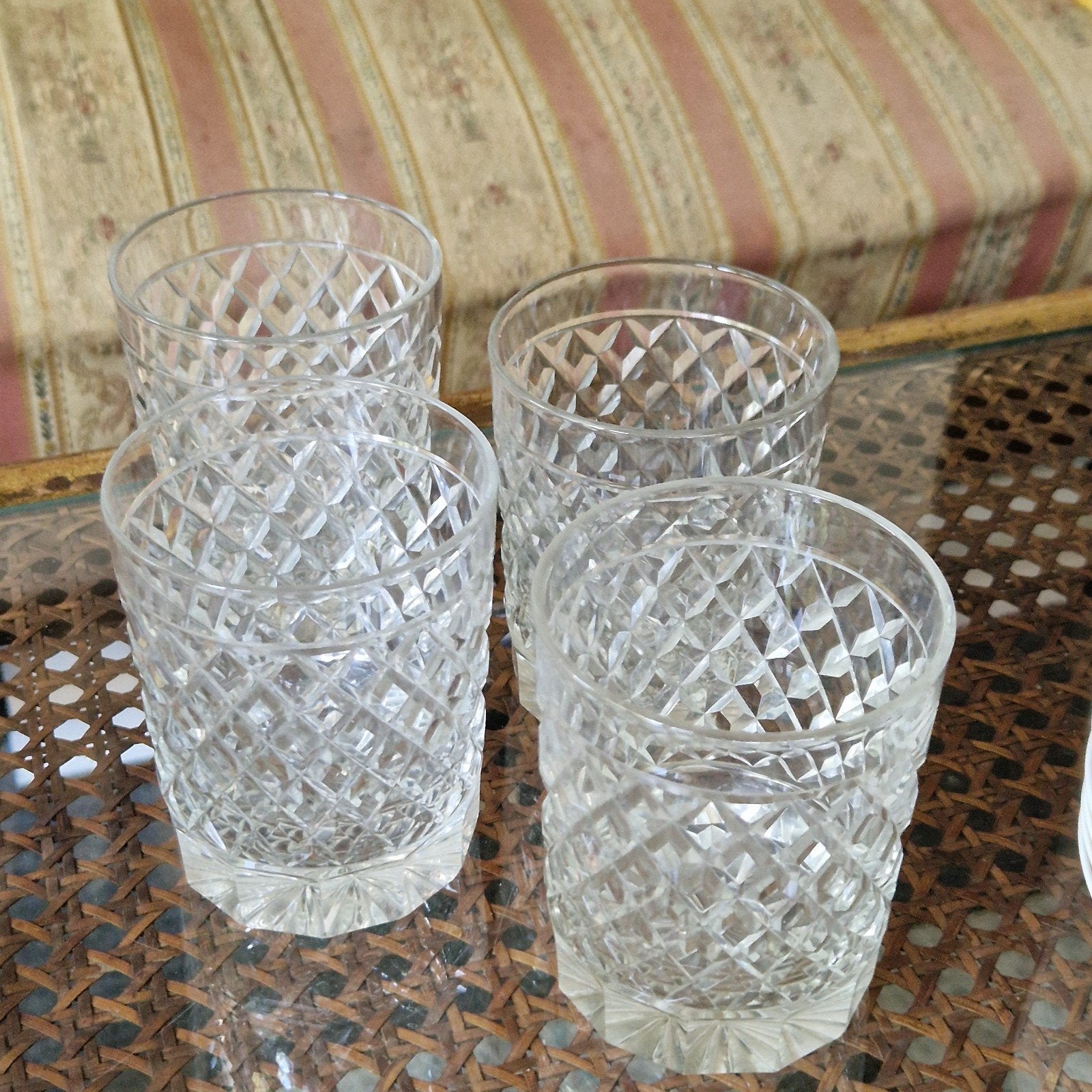 Val Saint Lambert - 4 gobelets à whisky, Antiquités & Art, Antiquités | Verre & Cristal, Enlèvement ou Envoi