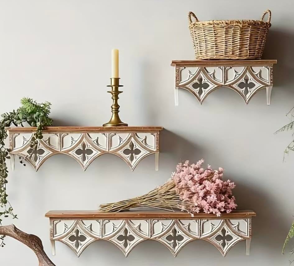 Decoratieve houten wandplanken set – 3 stuks, Huis en Inrichting, Woonaccessoires | Etagères, Ophalen, Nieuw