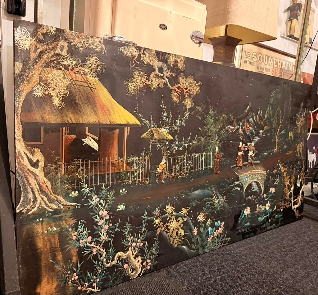 XL Vintage Aziatisch Kunstwerk - Vietnamees Wandpaneel, Ophalen