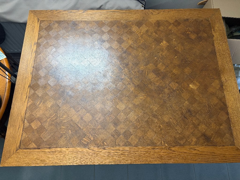 Franse Henri II antieke eettafel (1880) dambord parketblad, Enlèvement