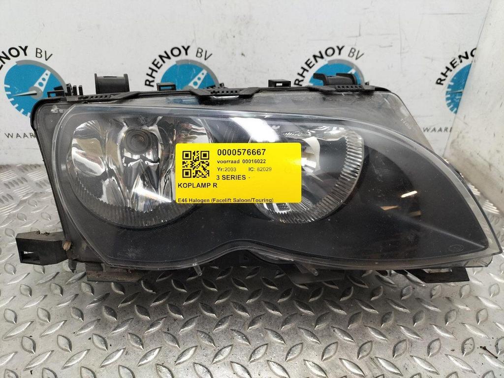 BMW 3 SERIES 316i Black & Silver  KOPLAMP R 2003, Auto-onderdelen, Verlichting, Gebruikt, ARN erkend, Stiba lid, Erkend duurzaam