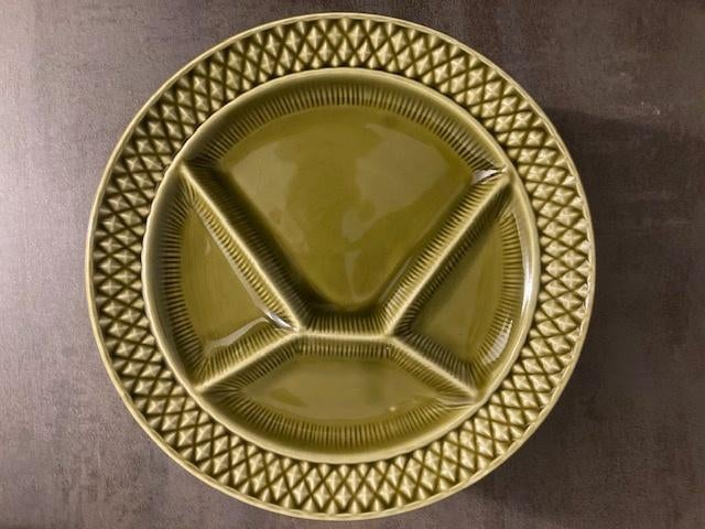 6 Vintage keramiek Fondueborden., Uni, Assiettes(s), Enlèvement ou Envoi, Comme neuf