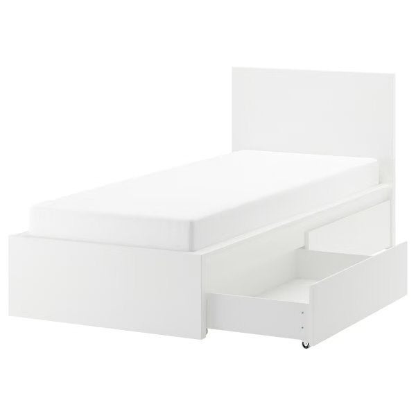 Eenpersoonsbed Malm, Huis en Inrichting, Slaapkamer | Bedden, Ophalen, Gebruikt, 90 cm, Eenpersoons