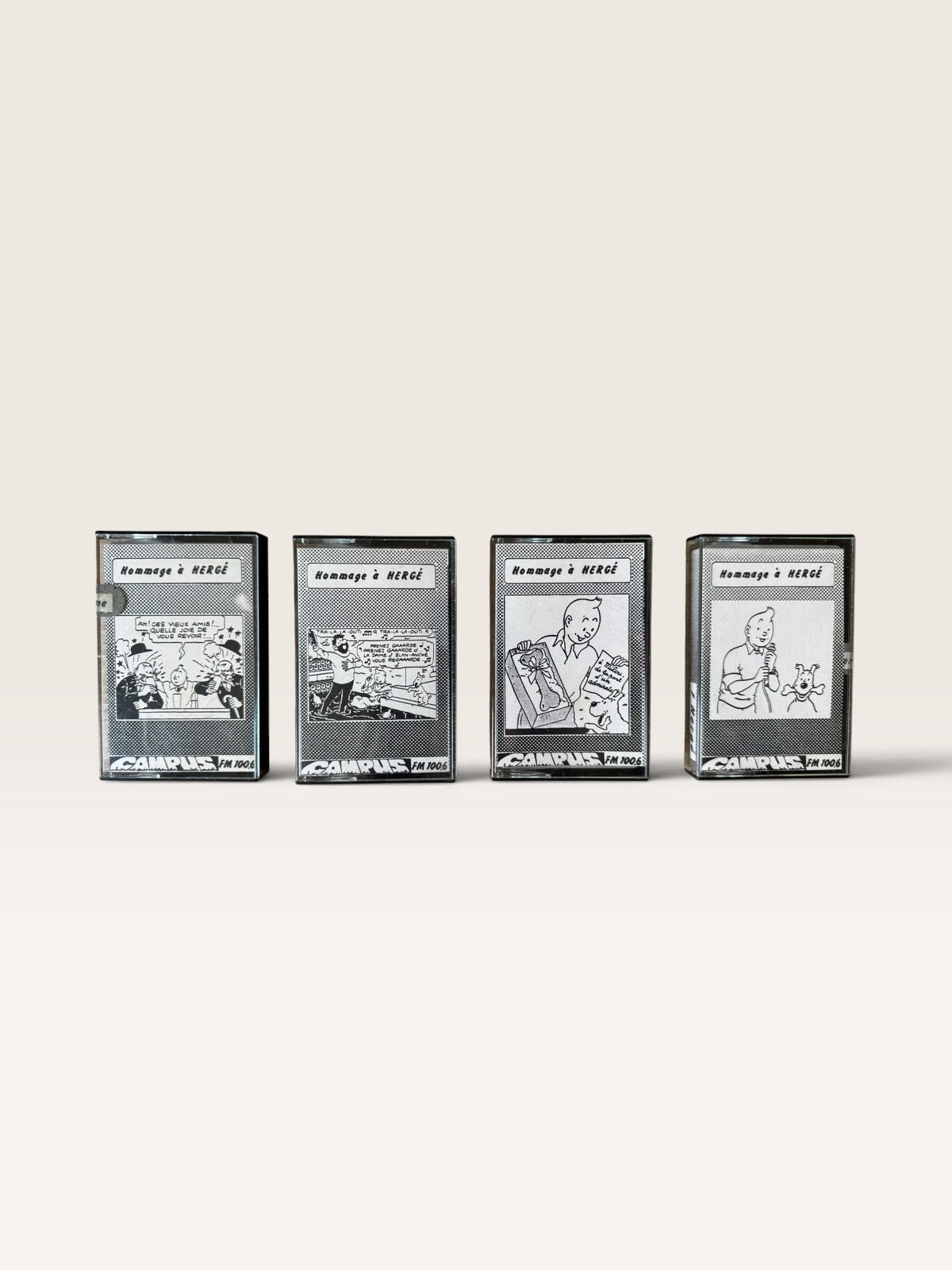 4 cassettes Hommage aan Hergé - Campus FM, Gebruikt, Overige typen, Ophalen of Verzenden, Campus FM