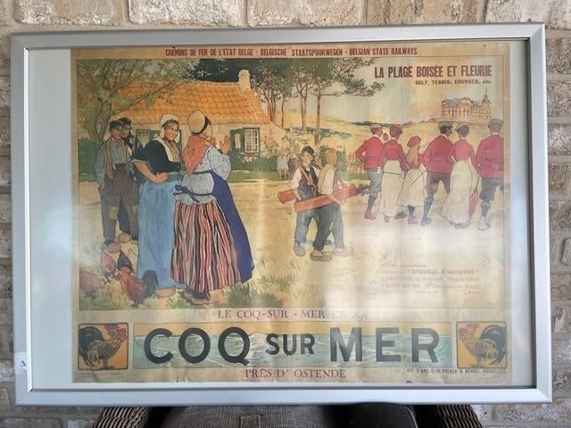 L'AFFICHE RÉTRO /COQ Sur Mer mesure 84 cm sur 65, Publicité, Rectangulaire horizontal, A1 jusqu'à A3, Enlèvement