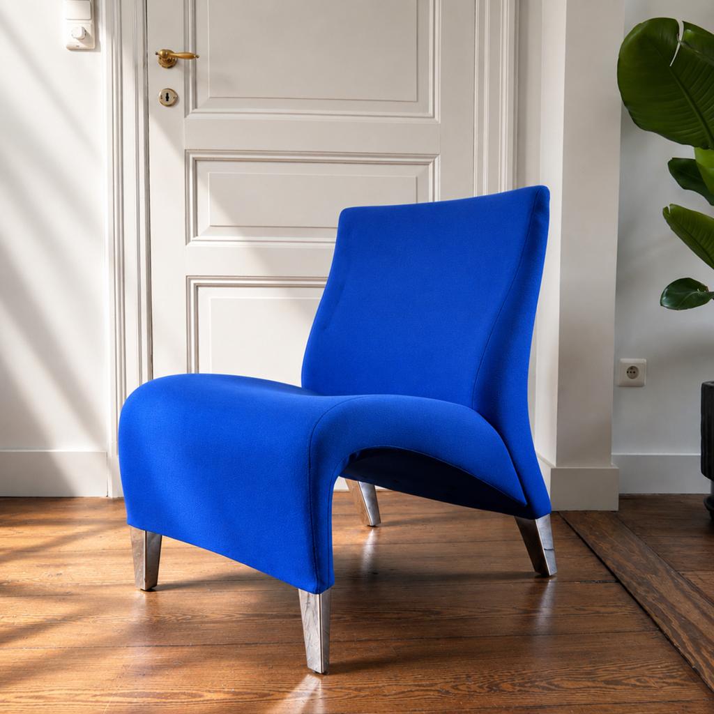 Chaise longue bleue Oken vintage, 1980, design espagnol, Tissus, Moins de 75 cm, Moins de 150 cm, Enlèvement