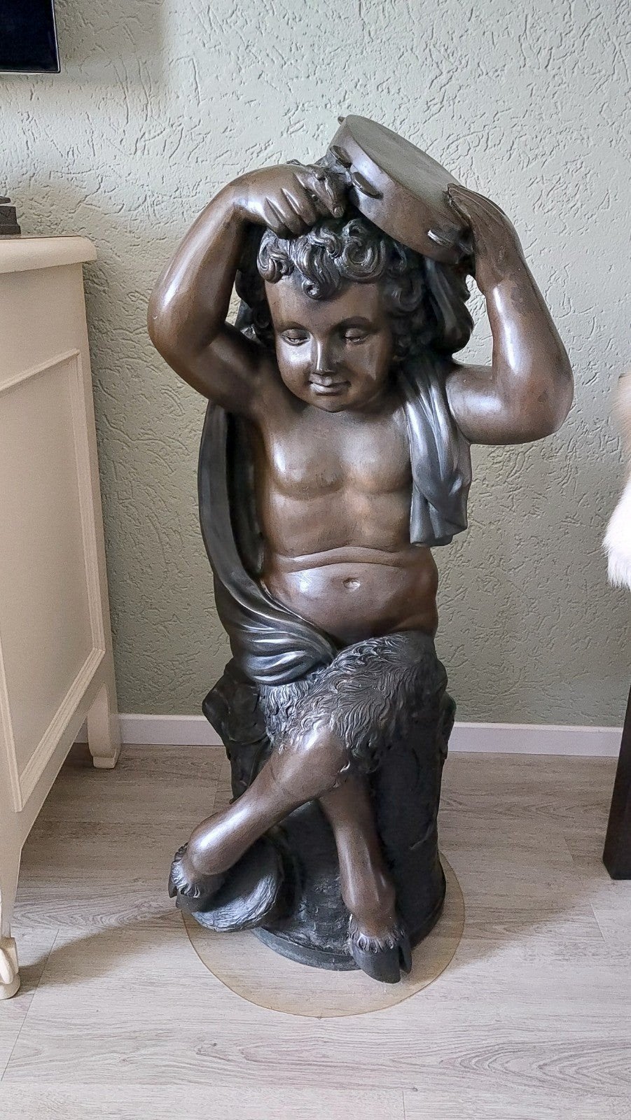 Exclusief bronzen beeld putti met bokkenpoten, Antiek en Kunst, Kunst | Beelden en Houtsnijwerken, Ophalen, Beeld
