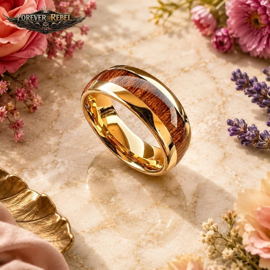 Wolfraam Trouwringen - Goldwood Vow - Diverse Maten, Neuf, Femme ou Homme, Or, Autres matériaux