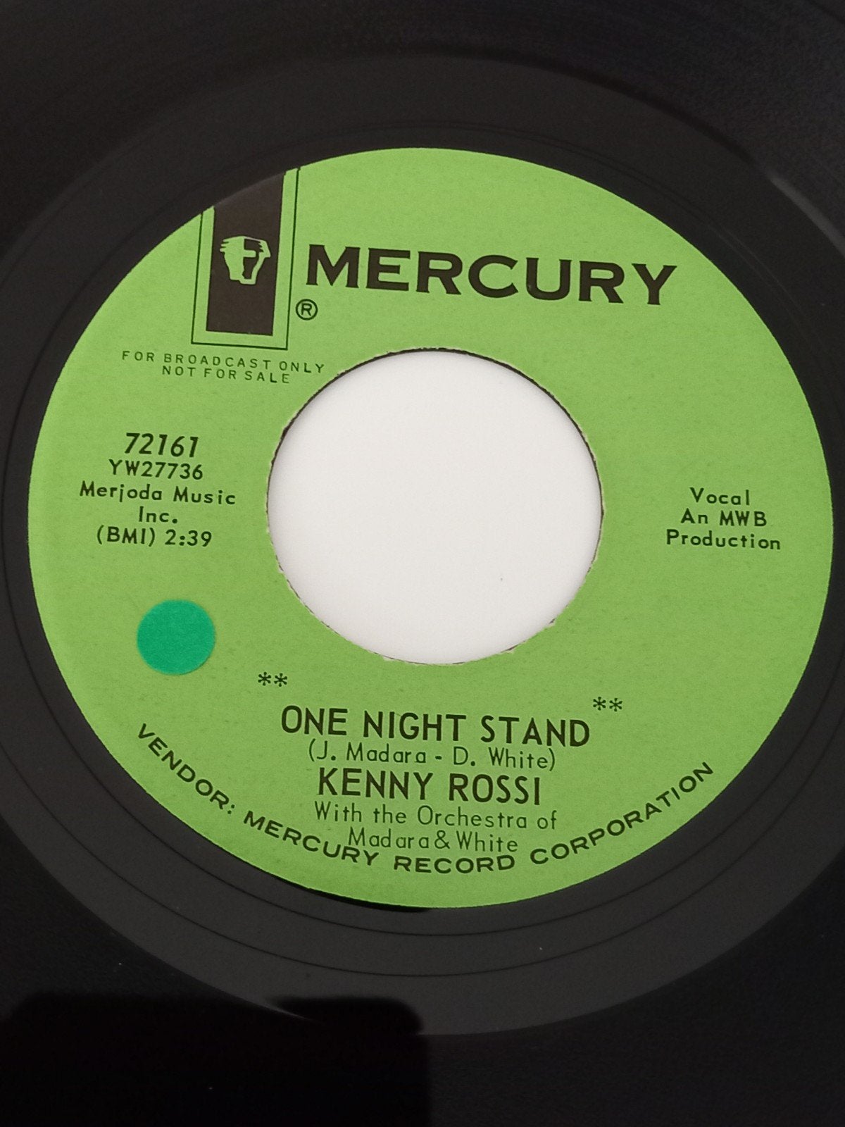 KENNY ROSSI. ONE NIGHT STAND. 60S USA 45T