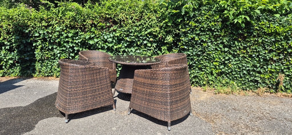 tuinset EXOTAN - tafel + 4 stoelen, Tuin en Terras, Ophalen, Gebruikt, Tuinset, Eettafel