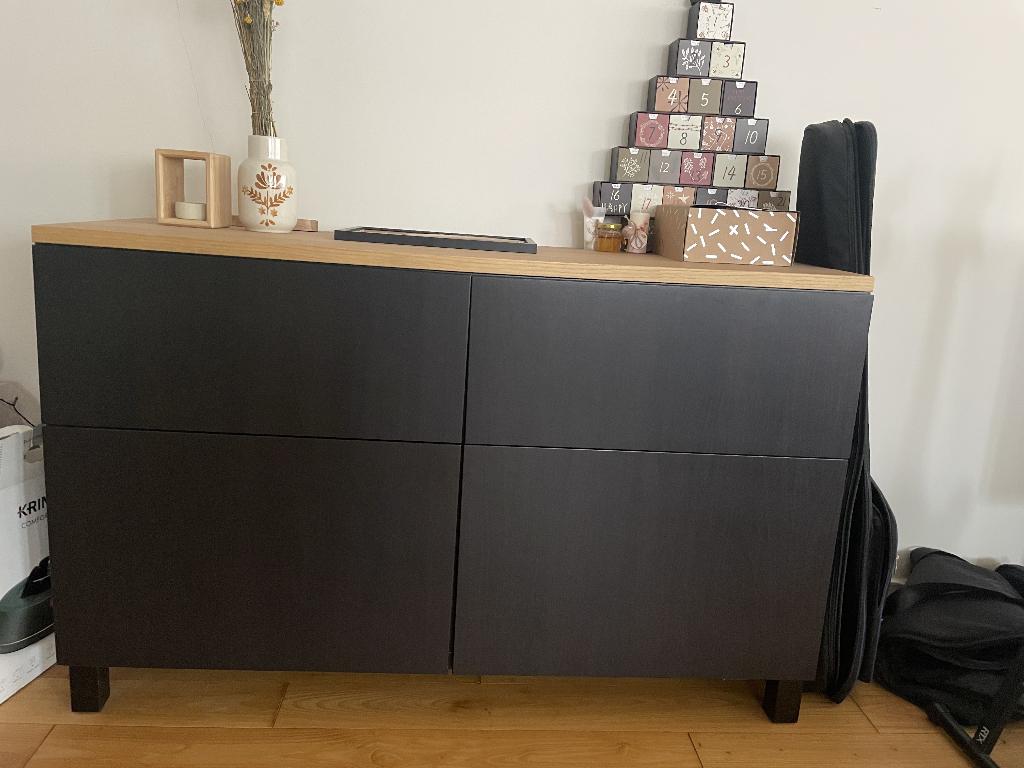 Buffet BESTA noir, 25 à 50 cm, Avec porte(s), Moins de 100 cm, 100 à 150 cm
