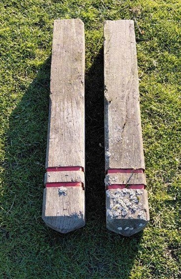 Houten afzetpaal met diamantkop – 100  14,5  14,5 cm, Ophalen, Gebruikt, Palen, Hardhout