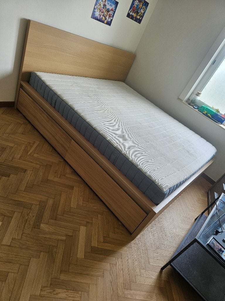 Dubbel bed, Autres dimensions, Beige, Enlèvement, Utilisé