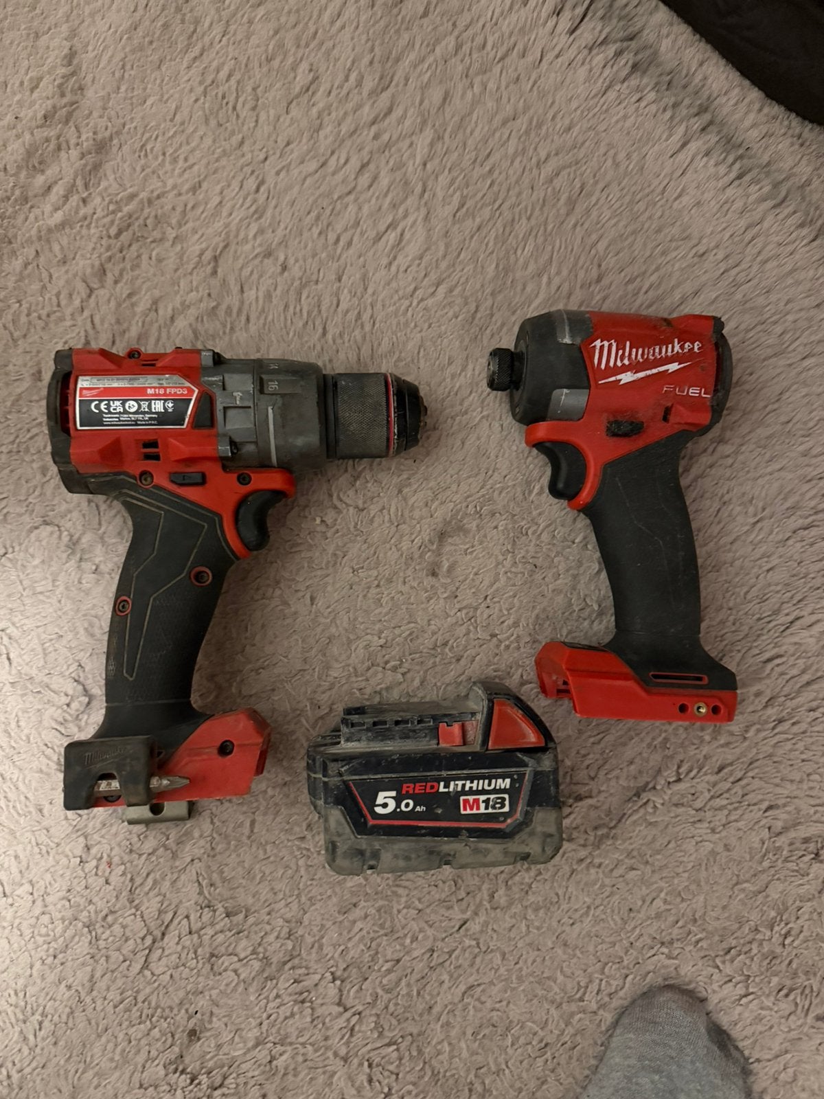Milwaukee fpd3 + fid3 accu klopboormachine, Ophalen of Verzenden, Zo goed als nieuw, Boormachine