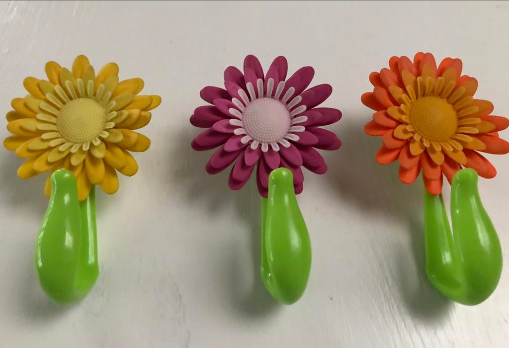 plastiek kapstokjes bloem voor op kastdeur, Kunststof, Gebruikt, Overige typen, Ophalen of Verzenden