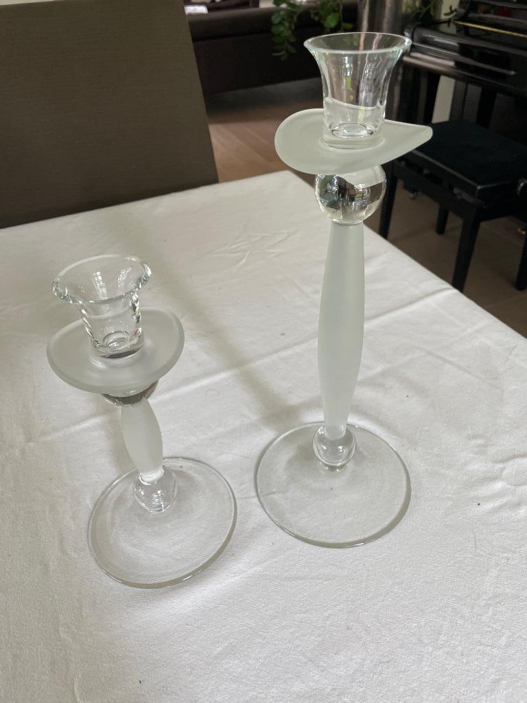 2 glazen kandelaars. Leonardo, Comme neuf, Autres matériaux, Chandelier, 25 à 50 cm