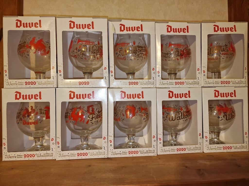 lot van 10 Duvel  fete de walonie 2020 glazen, Verzamelen, Ophalen of Verzenden, Nieuw, Glas of Glazen, Duvel