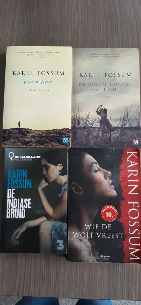 Karin Fossum lot 4 boeken alles €16 of 5€/st, Enlèvement ou Envoi, Comme neuf