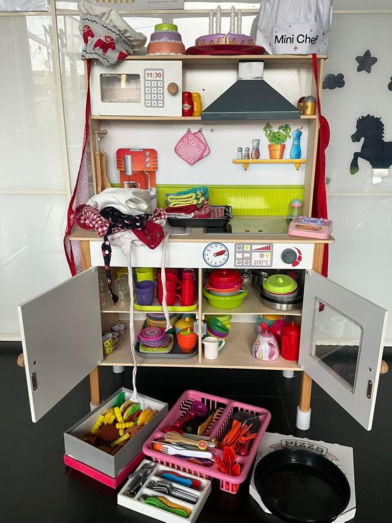 Houten keukentje en accessoires, Enlèvement, Utilisé
