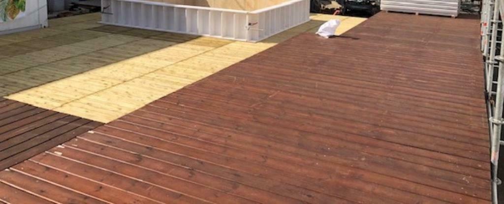 Terras vloer Vlonders Bankirai +-92M2, Ophalen, Gebruikt, Barinrichting