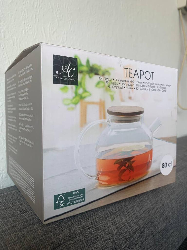 Nieuwe glazen theepot, Huis en Inrichting, Ophalen, Nieuw