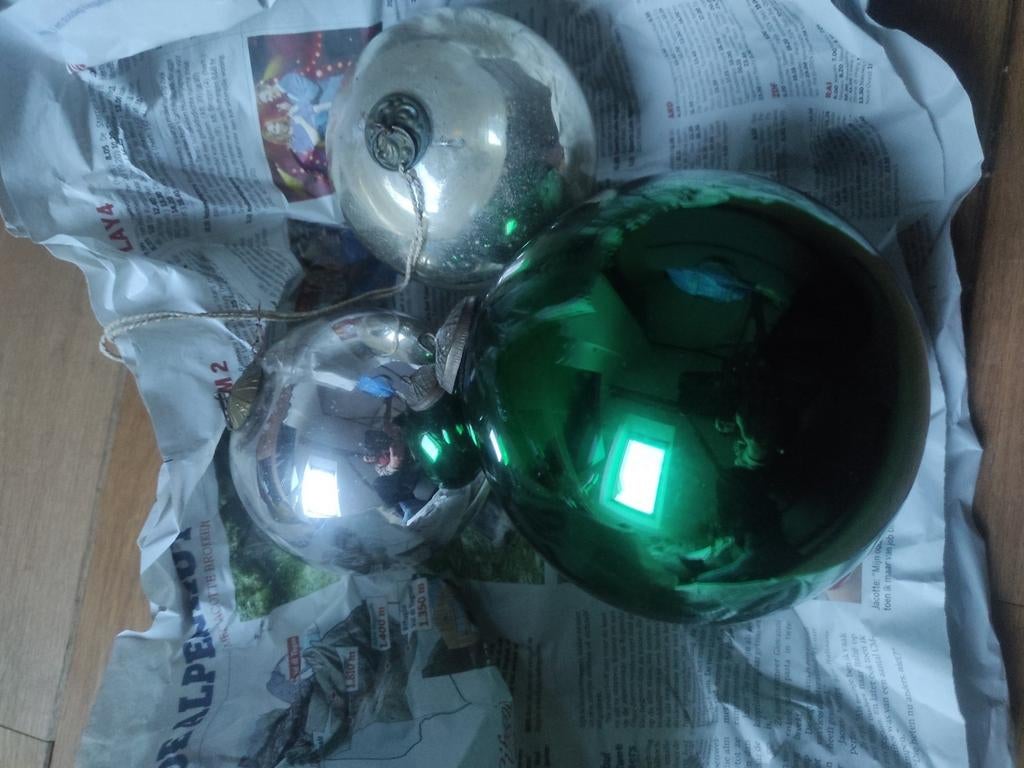 Antieke kerstballen 10 en 20cm kugel, Ophalen, Gebruikt