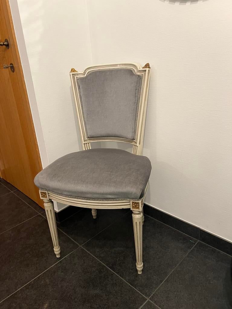 Vintage stoel veloers licht blauw, Huis en Inrichting, Stoelen, Ophalen, Zo goed als nieuw, Blauw