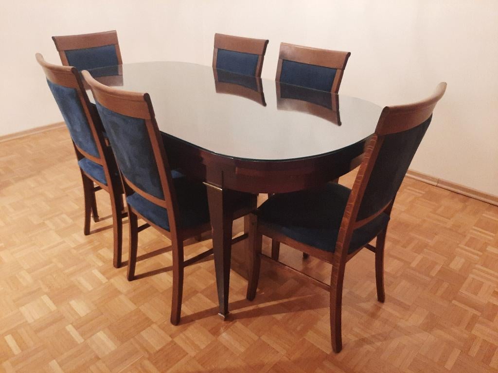 Tafel Empirestijl, Huis en Inrichting, Tafels | Eettafels, Gebruikt, Glas, Empire, Vijf personen of meer