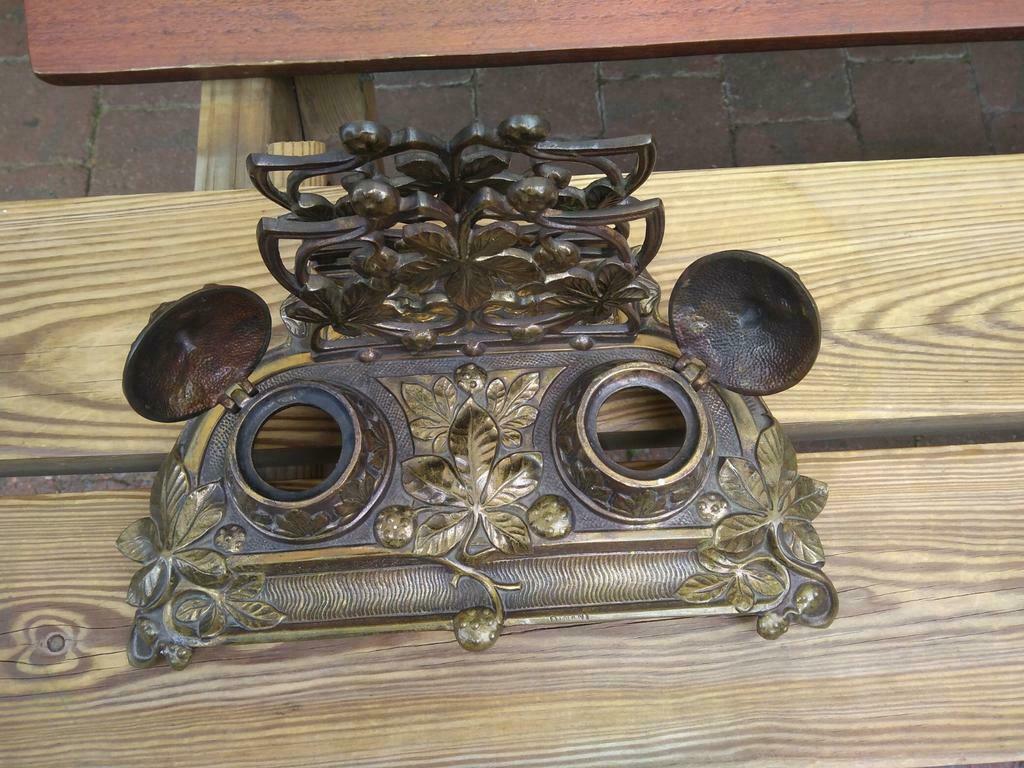 Oude dubbele antieke inktpot, Ophalen of Verzenden