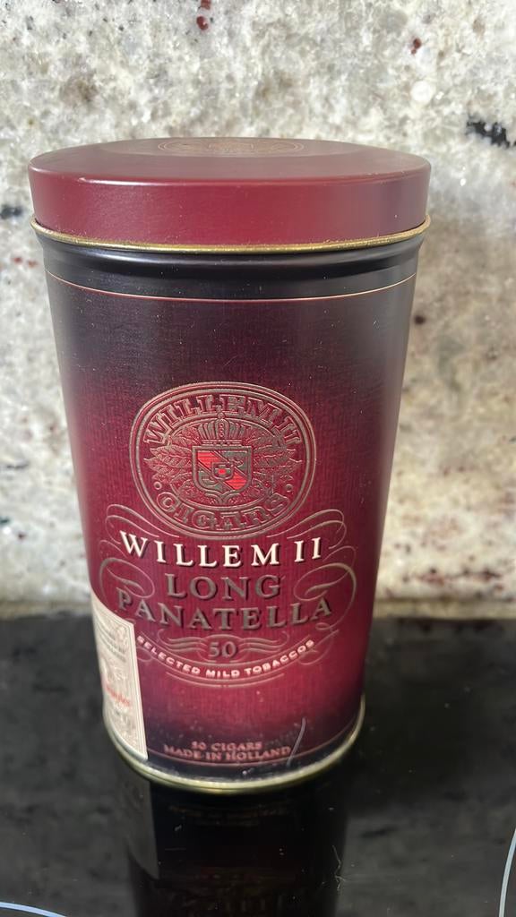 Collectors item verzameling stuk sigarenblik Willem II, Verzamelen, Ophalen of Verzenden