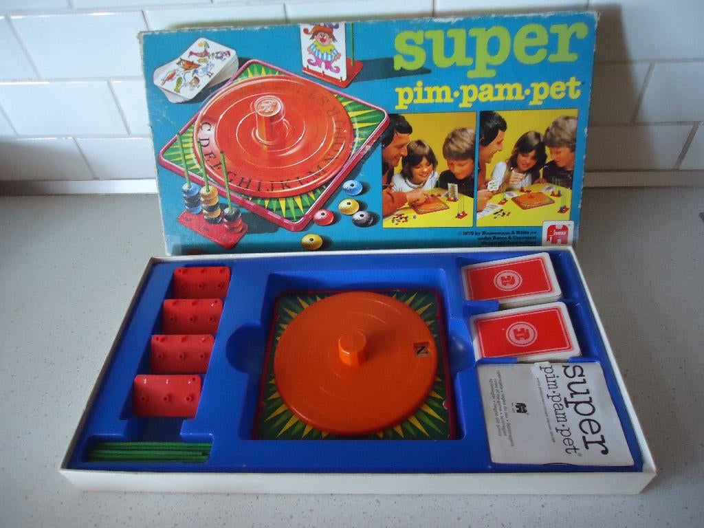 Vintage "Super Pim Pam Pet van Jumbo in Prima staat., Hobby en Vrije tijd, Gezelschapsspellen | Overige, Een of twee spelers, Ophalen of Verzenden
