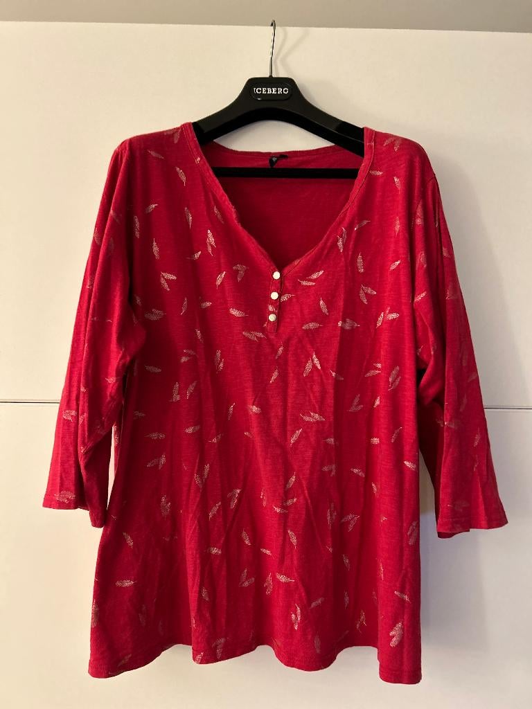 Paprika rode T-shirt met pluimpjes, Kleding | Dames, Zo goed als nieuw, Paprika, Rood, Shirt of Top