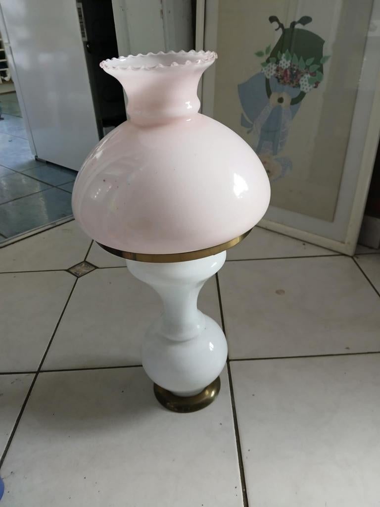 Lampe opaline vintage environ 60cm, Enlèvement ou Envoi