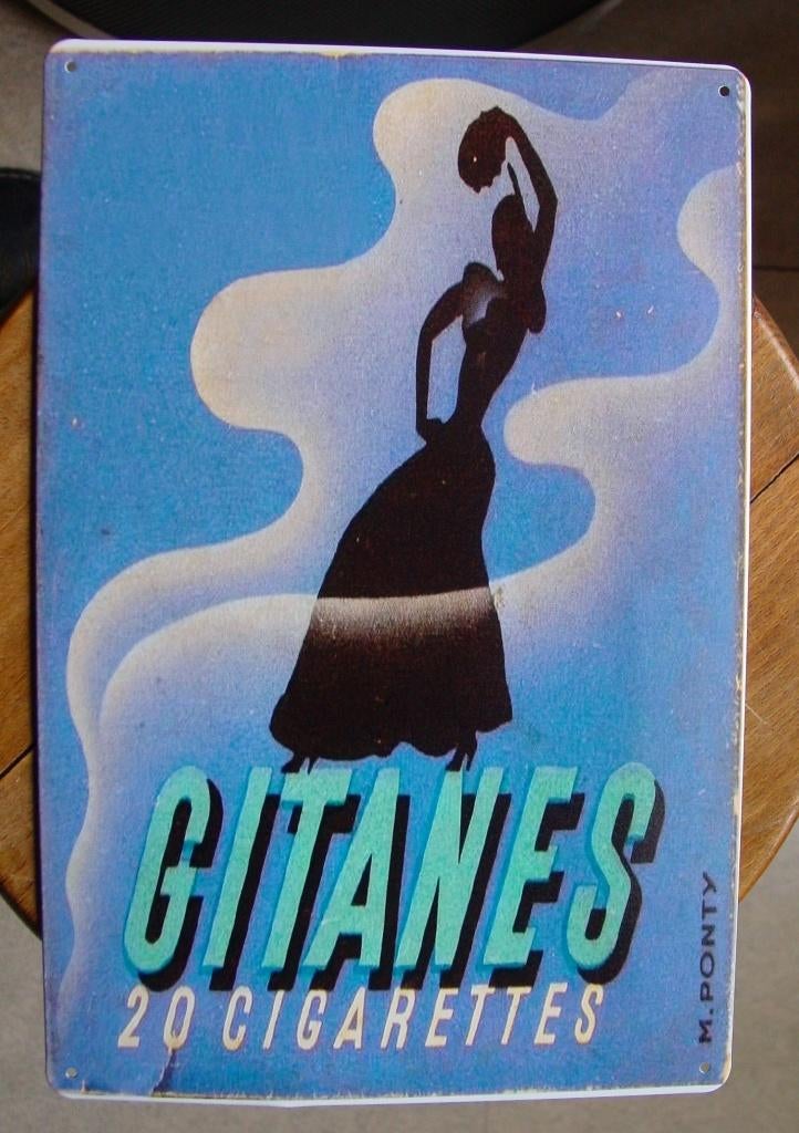 GITANES SIGARETTEN REKLAME -METAAL-, Verzamelen, Ophalen of Verzenden