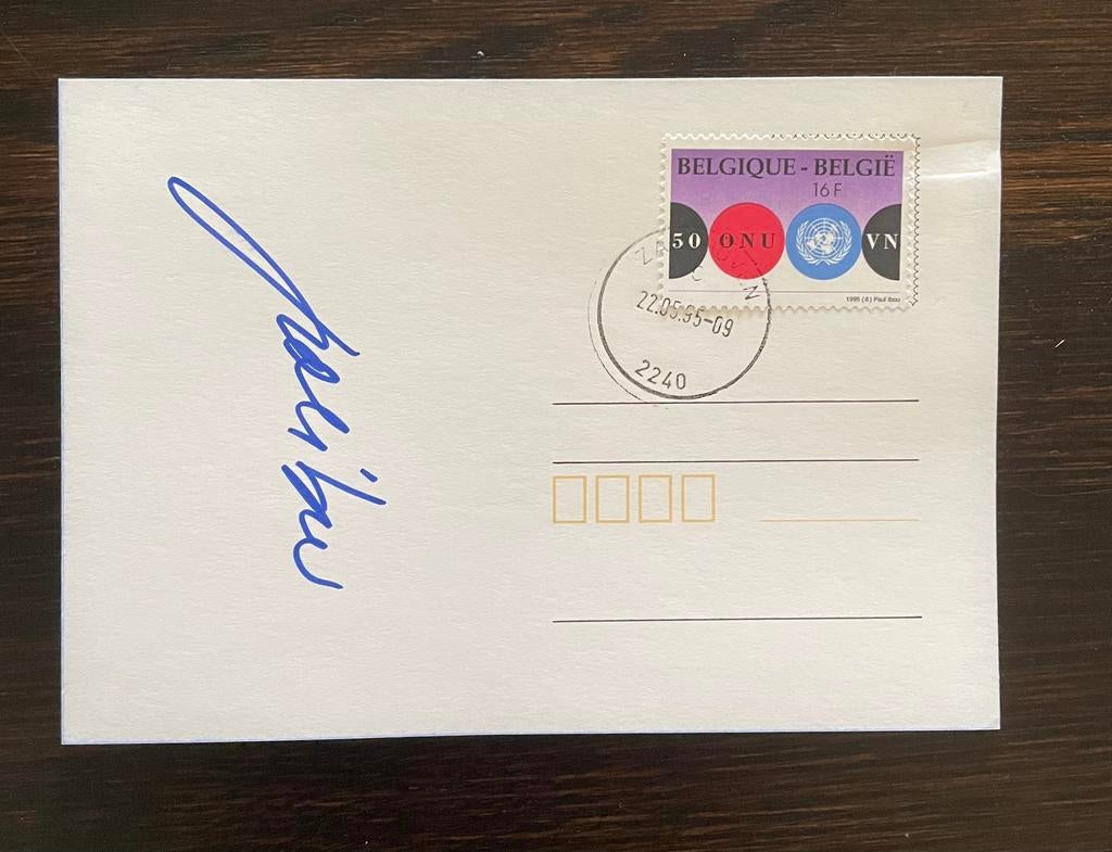Gesigneerde postzegel Paul Ibou Verenigde Naties 1995, Ophalen of Verzenden
