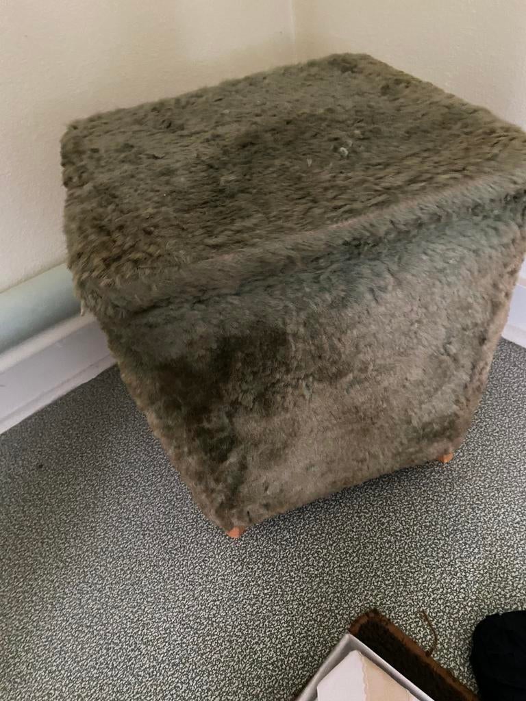 Vintage hocker poef groen, Huis en Inrichting, Zetels | Voetbanken en poefs, Ophalen, Gebruikt