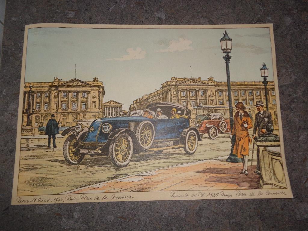 1 ancien poster (affiche) avec voiture Renault de 1925, Collections, Marques & Objets publicitaires, Enlèvement