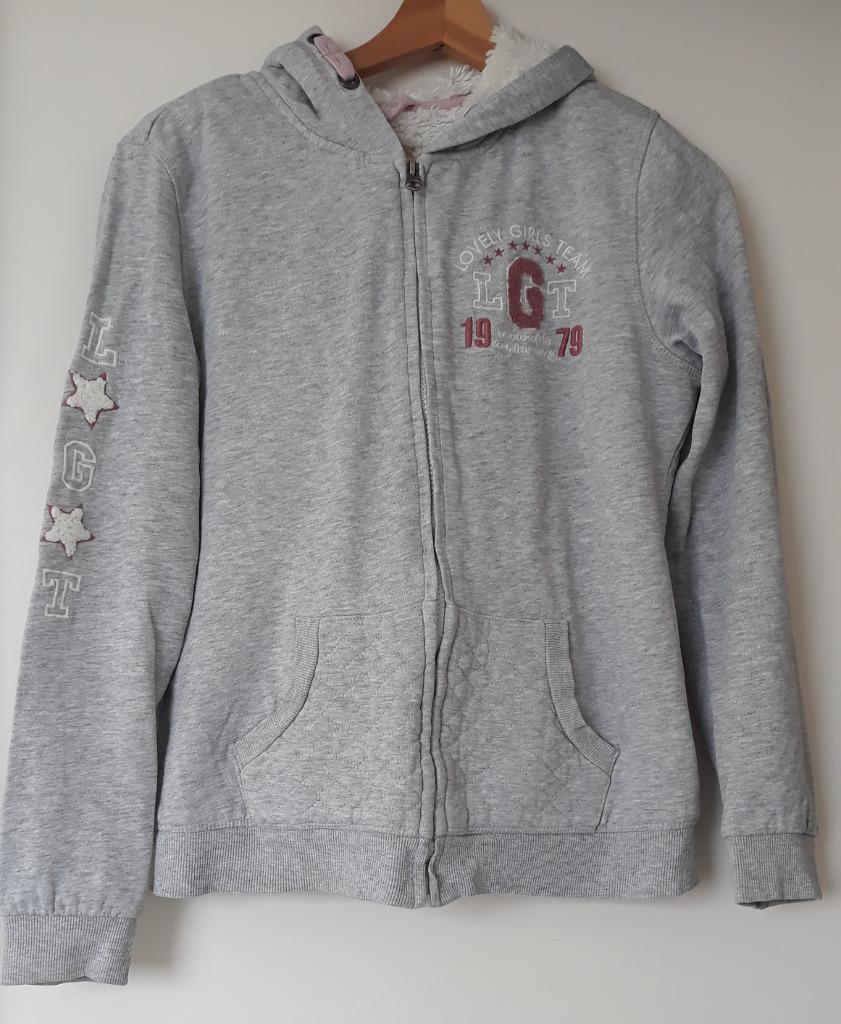 Pull à capuche Doudoune Gris Enfant Taille 158/164, LGT Lovely girls team, Pull ou Veste, Comme neuf, Enlèvement