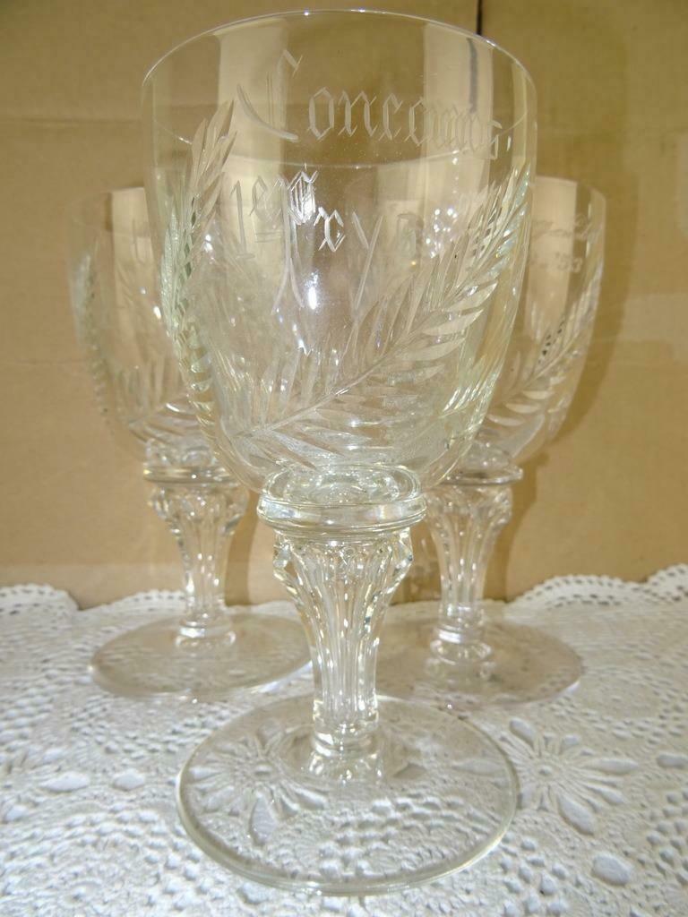 Antiek glas 3x  Collectie kristallen trofeeën Concours 1950, Ophalen of Verzenden