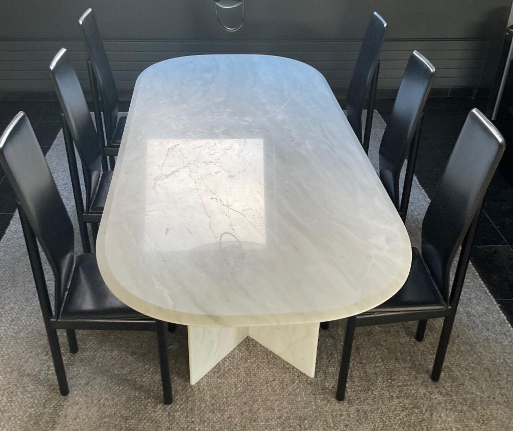 Tafel in carrara marmer, Ophalen, Overige materialen, 100 tot 150 cm, 200 cm of meer