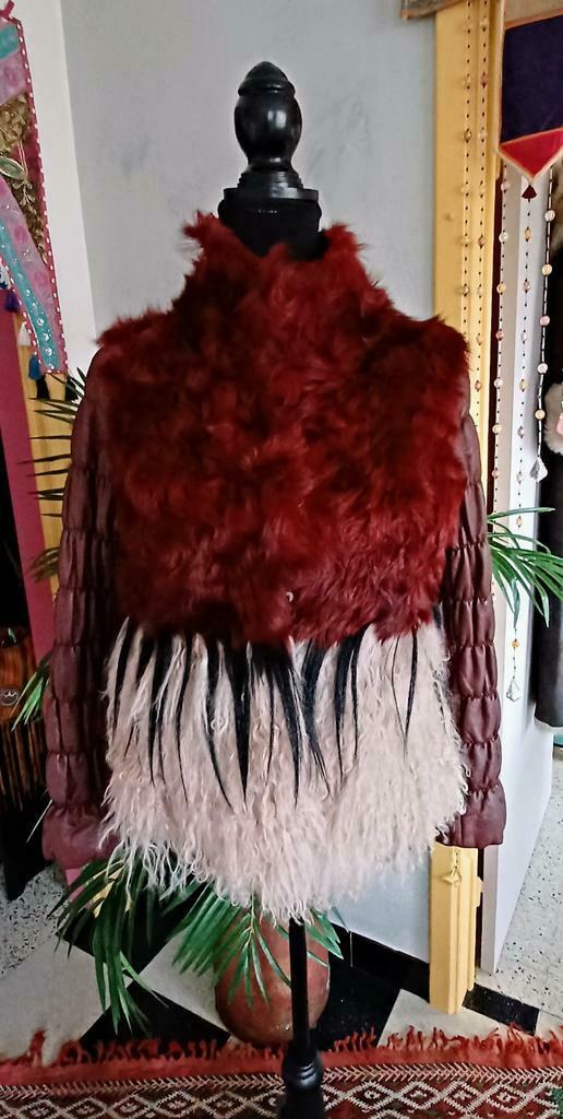 Veste lammy cuir bohème en peau de mouton, afghan ibiza, Rouge, Enlèvement ou Envoi, Taille 36 (S), Comme neuf