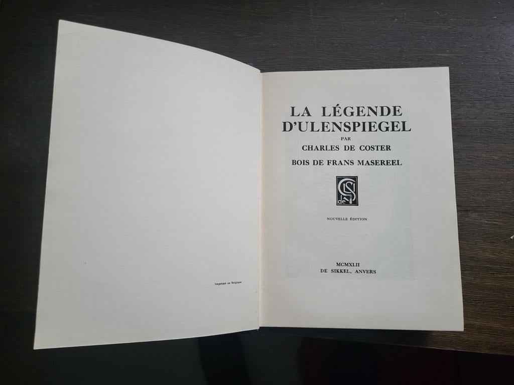 La Légende d'ulenspiegel  Masereel De Coster 1942, Antiek en Kunst, Ophalen