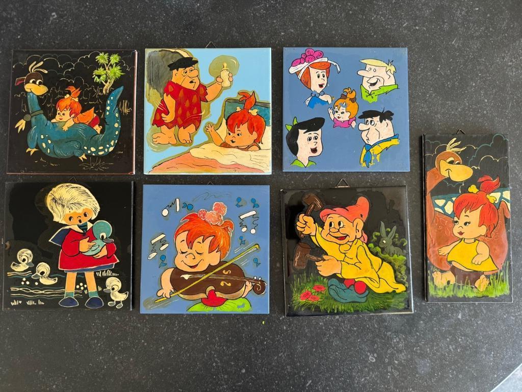 Lot Muurtegels Flintstones - Sneeuwwitje dwerg Fan Art 1950s, Ophalen of Verzenden, Gebruikt, Tv, Overige typen