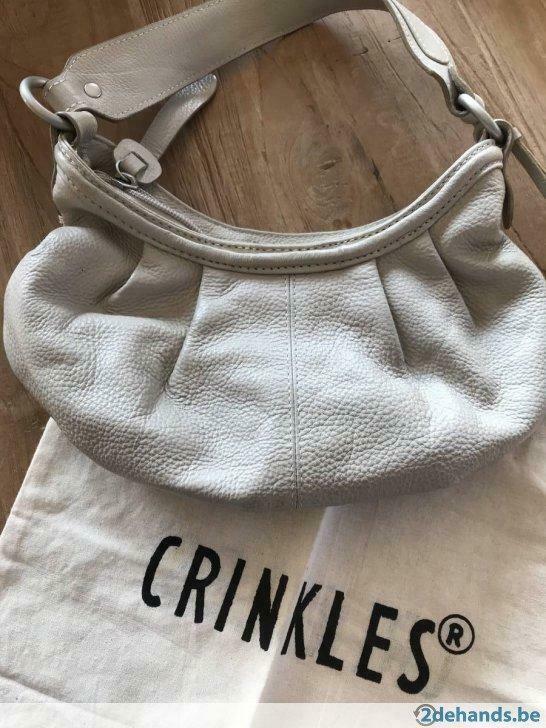 lederen handtas CRINKLES, Handtassen en Accessoires, Ophalen of Verzenden, Nieuw, Grijs, Handtas