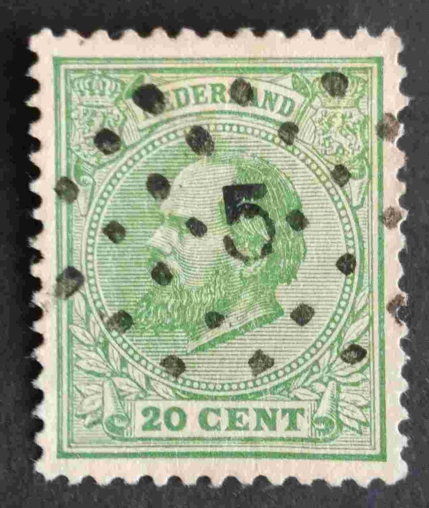 NEDERLAND -  nr. 24L met puntstempel 5, Envoi, Jusqu'à 1940, Affranchi