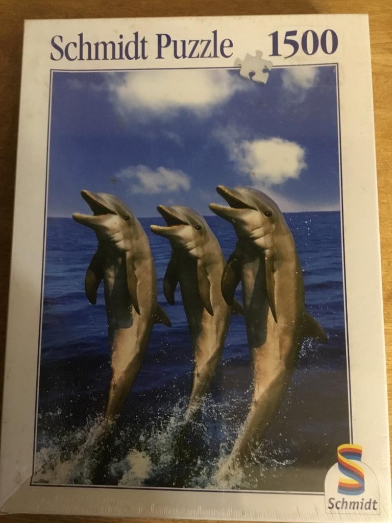 Puzzel Schmidt 1500 stukjes Dolfijnen (NIEUW), Ophalen of Verzenden, 500 t/m 1500 stukjes, Nieuw, Legpuzzel