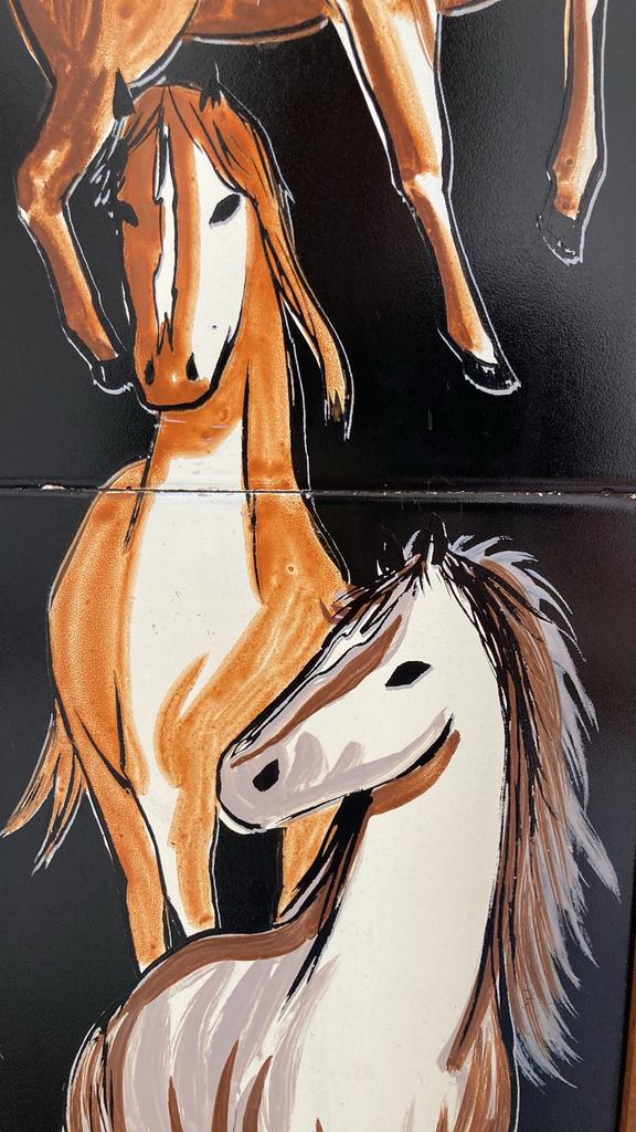 Pausita vintage retro beschilderde tegels met paarden, Ophalen of Verzenden