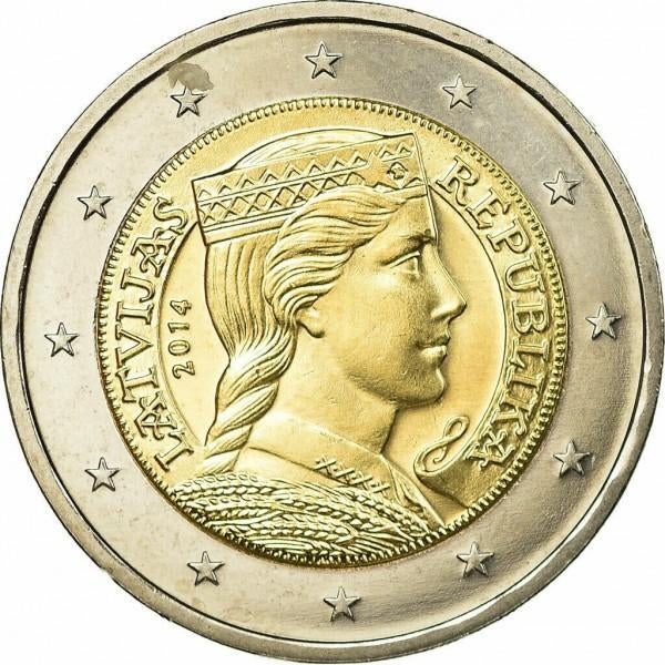 2 Eromunt Letland 2014, Postzegels en Munten, Ophalen, 2 euro