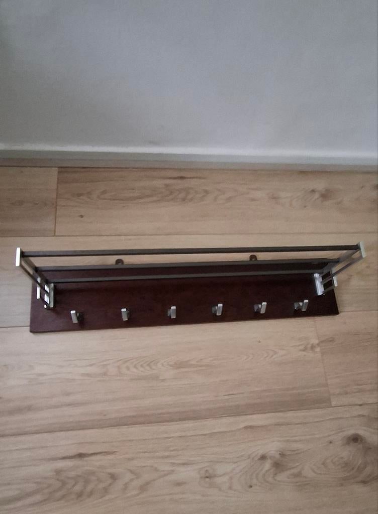 Vintage wandkapstok '60/'70 met hoedenplank,nette staat, Enlèvement ou Envoi, Moins de 100 cm, Portemanteau mural, Utilisé